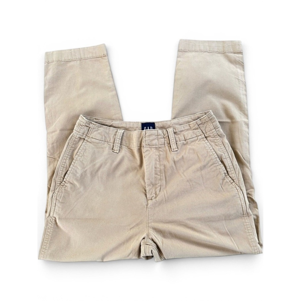 Gap Broken In Khaki Pants Women's 4 Tan Straight Leg Preppy Business Casual